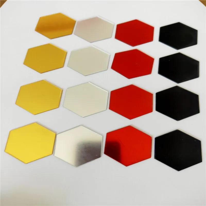6/12PCS Acrylic Wall Mirror Hexagon Self Adhesive Stickers In 4 Colors Mosaic Tile Decals for Decoration DIY Art Ornaments Gift