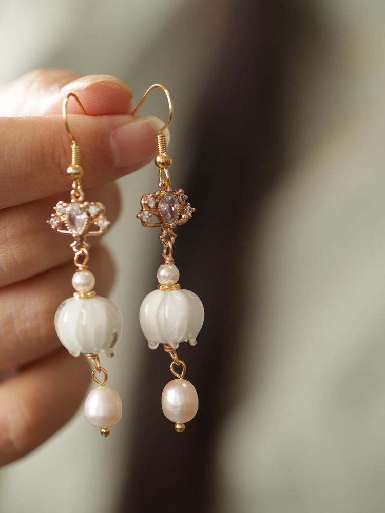 Lily of the Valley Hanfu Pendant Earrings - Ancient Style Cheongsam Accessories for Women