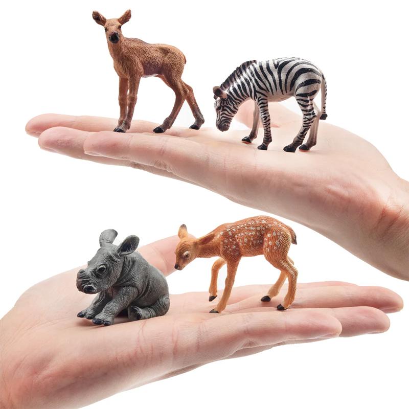 12Pcs Simulation Wildlife Animals Model Toy Mini Figures Dolls Action Figurines Toys for Children Set Gift Cake Decoration