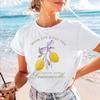 Short Sleeved T-Shirt with Fruit Lemon Pattern 90s Women's Printed White Casual Regular Top Fashionable Women's Basic T-Shirt