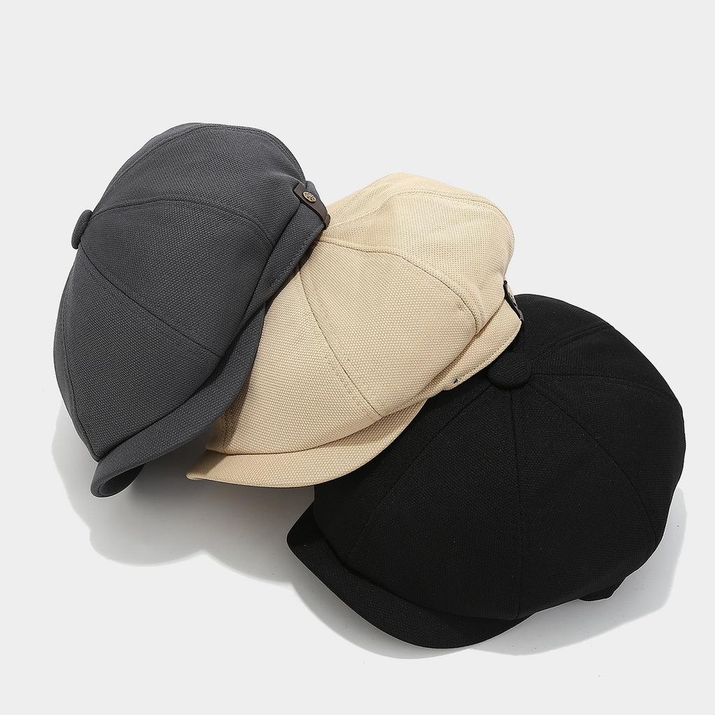 Autumn Retro Simple Literary Octagonal Hat Men's Casual Trend British Newsboy Hat Outdoor Short Brim Cap Women