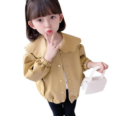 Mädchen Revers Lederjacke Frühling und Herbst Kinder koreanische kurze Jacke Mädchen Baby lässig einfarbig Windjacke