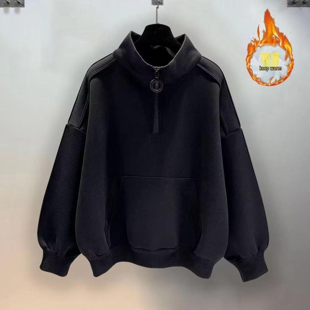 Men's Casual Half-Zip Hoodie & Sweatpants Set - Autumn/Winter Fashion with Plus Velvet