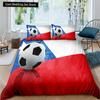 3D Football King Queen Duvet Cover Soccer Bedding Set for Kids Teens Boys Ball Sports White Red 2/3pcs Polyester Quilt Cover