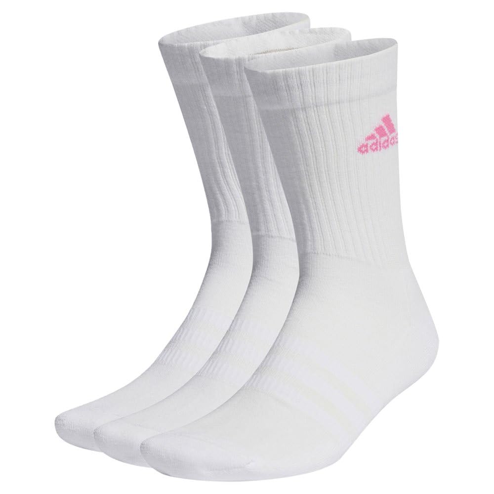 

Adidas Cushioned Crew Sparkle Size L Women s Socks, 3-Pair Set, EBB96, Top White/Lucid Pink/White/Sparkle, Bottom White/Green (IP2635),