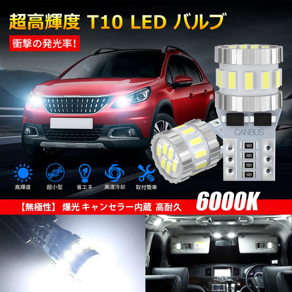[2 pieces] T10 LED White Explosive Light Built-in Canceller Position