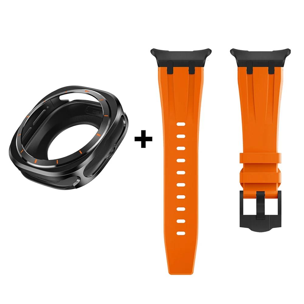 Luxury Case Strap for Samsung Galaxy Watch 7 Ultra 47mm Rubber Band Aluminium Cover For SAMSUNG GALAXY ULTRA 47MM Men Bracelet