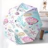 Seashell Pattern Automatic Folding Umbrella  Simple 8 Rib Design, Bright Cartoon Pattern, Durable Iron Frame, Suitable For Travel, Outdoor,