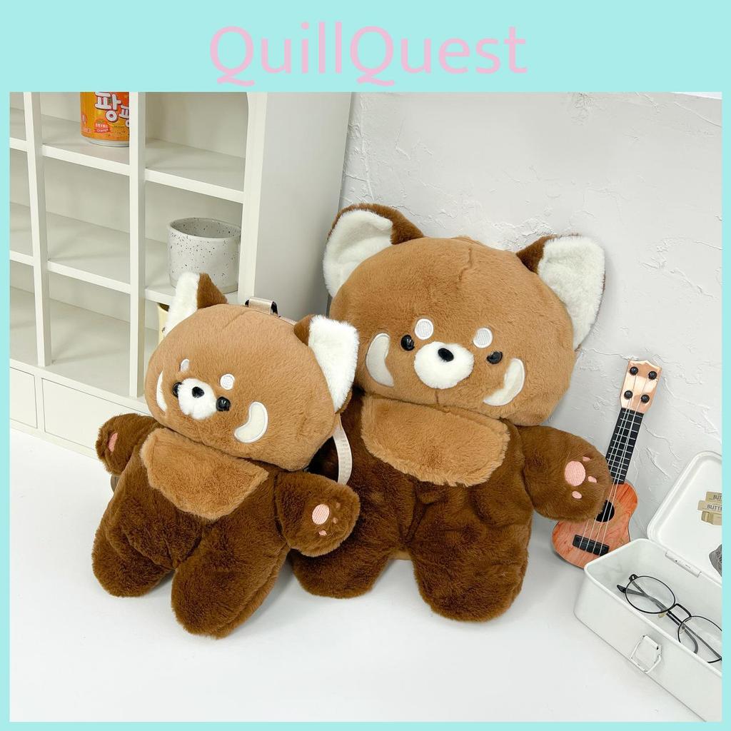 Plush Cartoon Raccoon Doll Backpack Outdoor Shoulder Bag Children Festival Gift