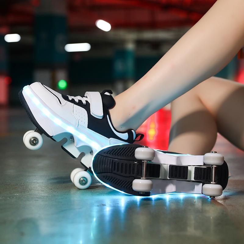 Men's/Women's /Kids Roller Roller Shoes 4-wheel Deformation Shoes Roller Skates Adult Rechargeable LuminousSkating Shoes