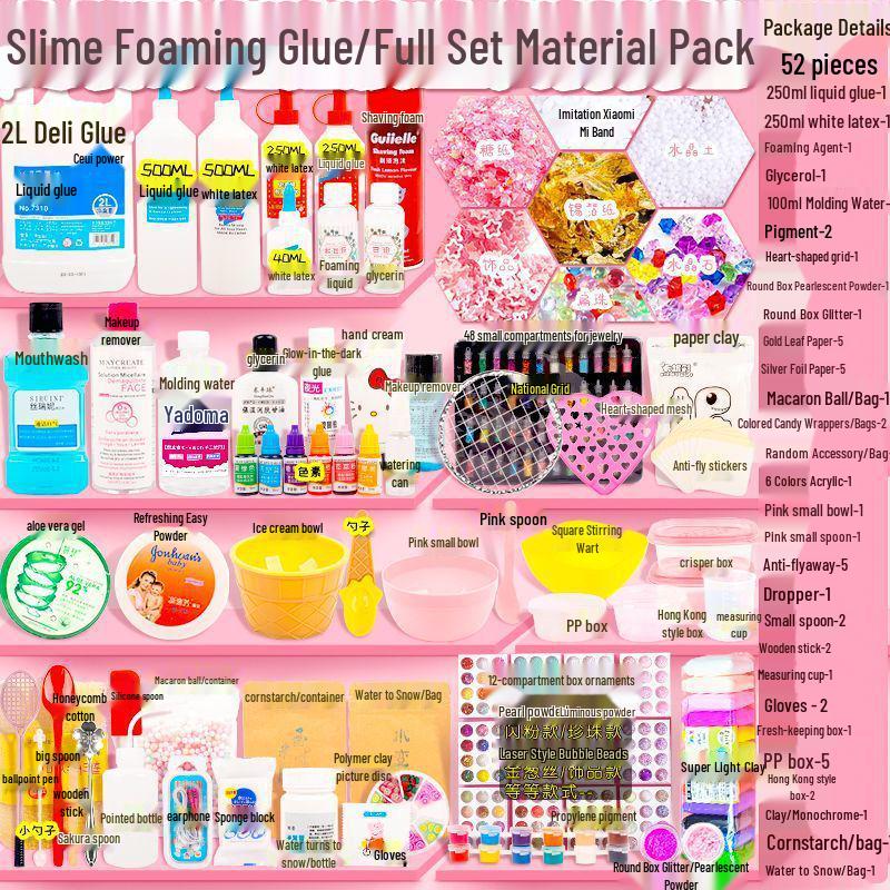 Crystal Clear Slime Making Kit - Complete Set with Foam Glue and Liquid Glass Materials