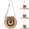 Bolsa feminina boho tecido verão praia sacola de palha redonda bolsa de ombro de vime