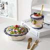 High-Quality Ceramic Dessert Bowl Ice Cream Cup Hand-Painted Embossed Home Use