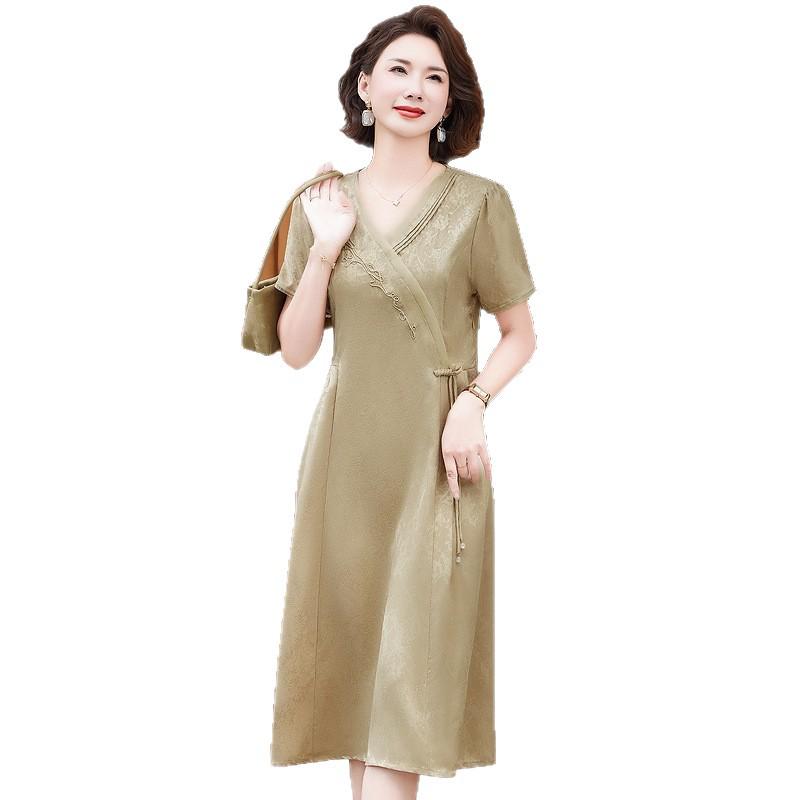 Mom's Elegant 2026 Summer Dress: Stylish, Dignified, and Trendy for Middle-Aged and Elderly Women - New Chinese Style Skirt.
