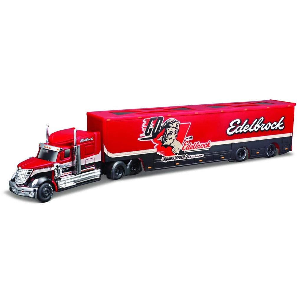 Maisto 1/64 Scale Edelbrock Red Trailer Truck Diecast Model Car (12418)