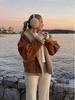 Autumn/Winter 2024 Women's American Retro Leather and Fur Wool Coat with Lapel