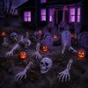 Easy Assembly Garden Ornaments Realistic Skeleton Stake, Spooky Halloween Skull Hand Yard Durable Plastic Cemetery Stakes Sign for Outdoor Lawn
