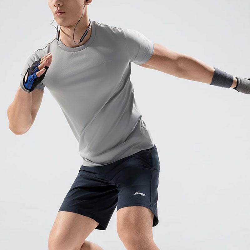 Li-Ning Quick-Drying Breathable Solid Color Low-Waist Moisture-Wicking Fitness Sports Casual Shorts Men shorts Dark-Blue AKSU469-16