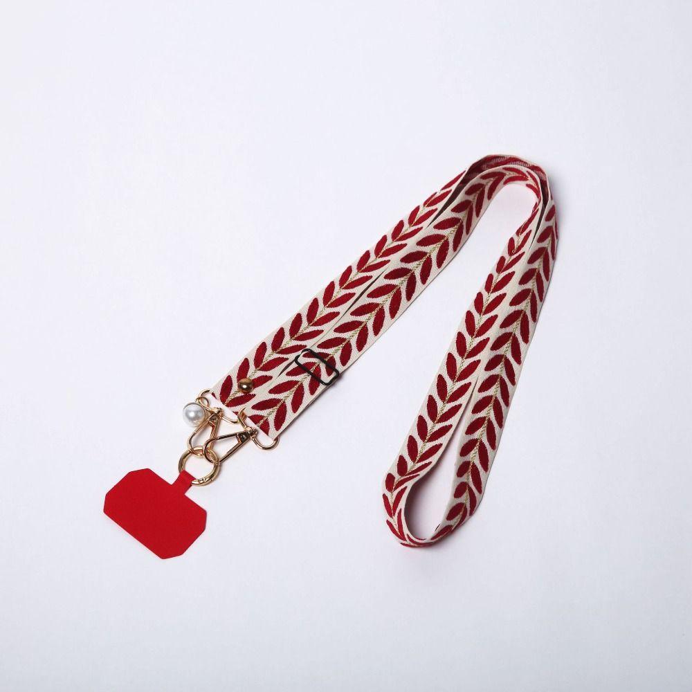 Pearl Pendant Phone Antilost Lanyard Wide Cloth Cell Phone Lanyard Long Phone Strap Necklace Cord