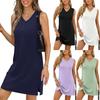 Amazon 2025 New Summer Women's Dress Cross-border Beach Skirt V-neck Sleeveless Suspender Split Loose Skirt
