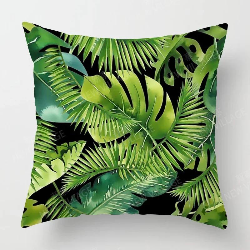 

Скандинавский Осенний Домашний Декор Осенняя Наволочка Подушка для Дивана Современный 45x45см 50x50 60x60см 40*40см Лист Растение Зеленый 66x66cm