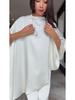 2026 Spring White Wide-Leg Pants Suit: Casual Two-Piece with Irregular Design
