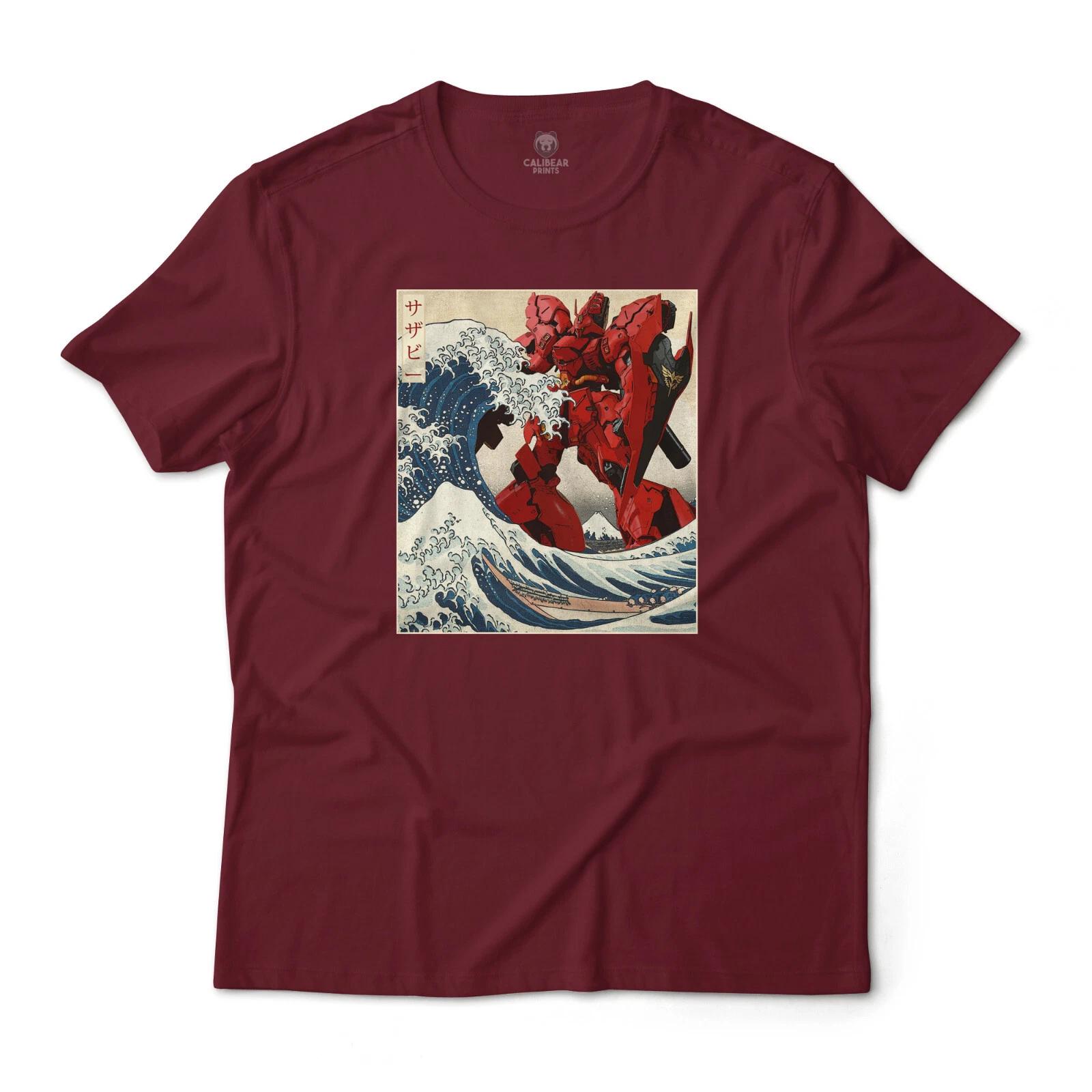 MSN-04 SAZABI Gundam in the Great Wave off Kanagawa Anime Graphic Art T-T-Shirt S