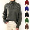 2026 Winter Womens Loose Fit High Neck Cable Knit Sweater Solid Color Thick Warm Pullover
