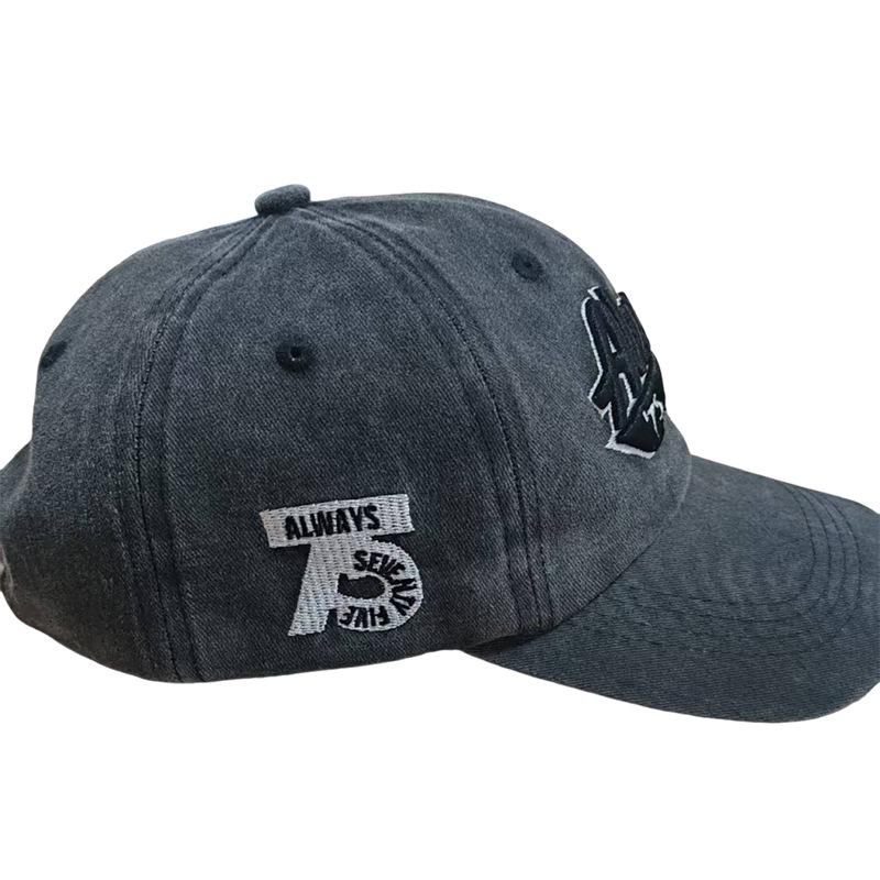 Washed Vintage Letter Baseball Cap Sunscreen Sun Hat, Personalized Wide Brim American Trendy Cool Men and Women Peaked Cap Wholesale