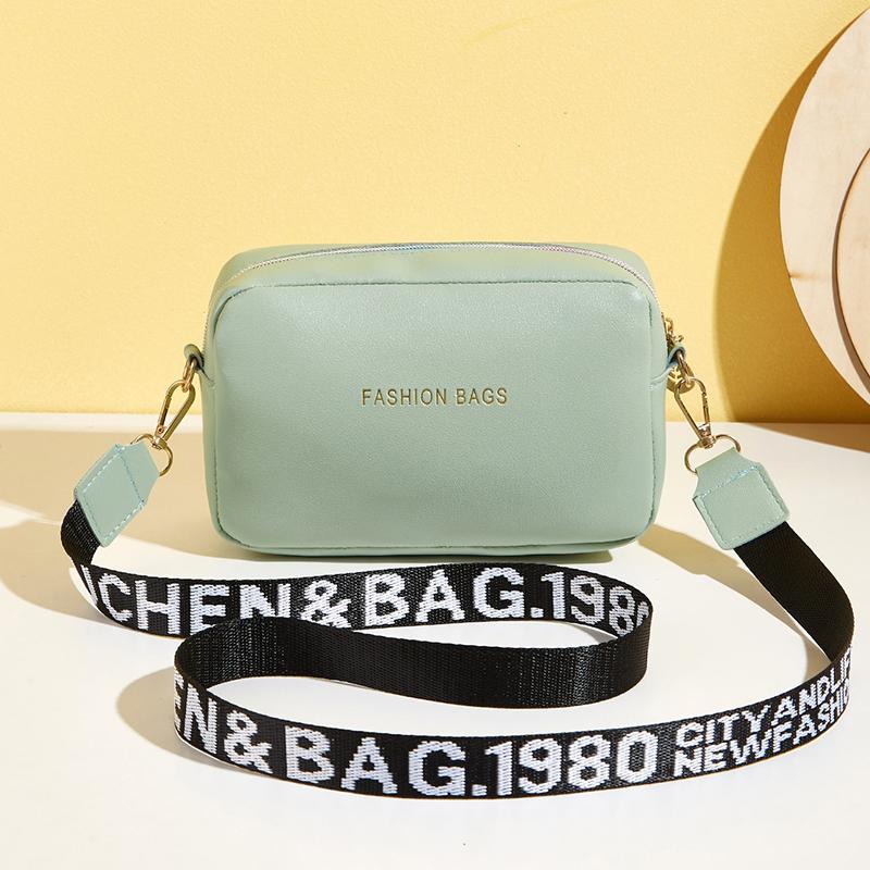 Mode Lille Firkantet Taske Til Kvinder PU Læder Skulder Messenger Taske Bogstav Rem Crossbody Taske Trendy Håndtaske