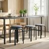 Stackable Stools Modern Cushioned Round Backless Stools Set of 4 Kitchen Dining Room Dark Grey