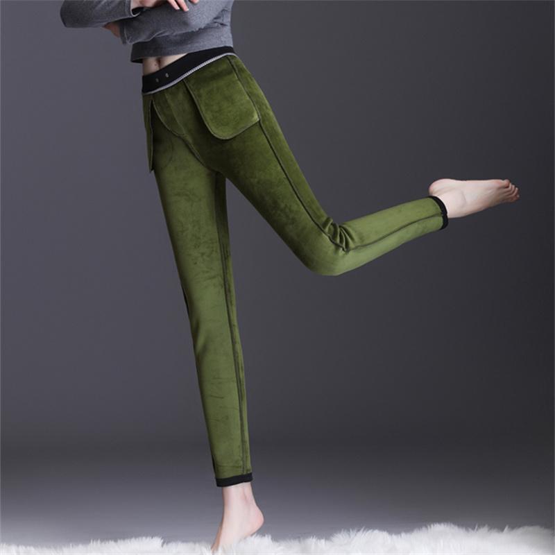 Winter Female High Waist Slimming Elastic Warm Fleece Leggings for Women's Leggings Plush Pants Thickened Casual Pencil Pants