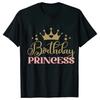 Birthday Princess T-shirt DAD MOM Uncle Aunt Family Gathering Tops Girls Birthday Party Tshirt Short Sleeve Black White Tee