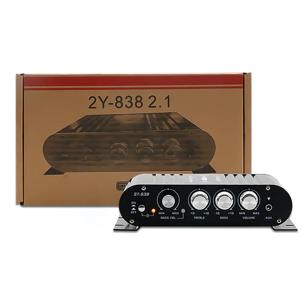 ST-838 HiFi 2.1 Channel Stereo Bass Sound Amp Bass and Treble Adjustment 80W*2 Subwoofer Amplifier Audio Amplifier