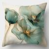Vibrant Natural Green Blue & Golden Botanical Print Throw Pillow Sofa Bed Living Room Office Beach Theme Decor