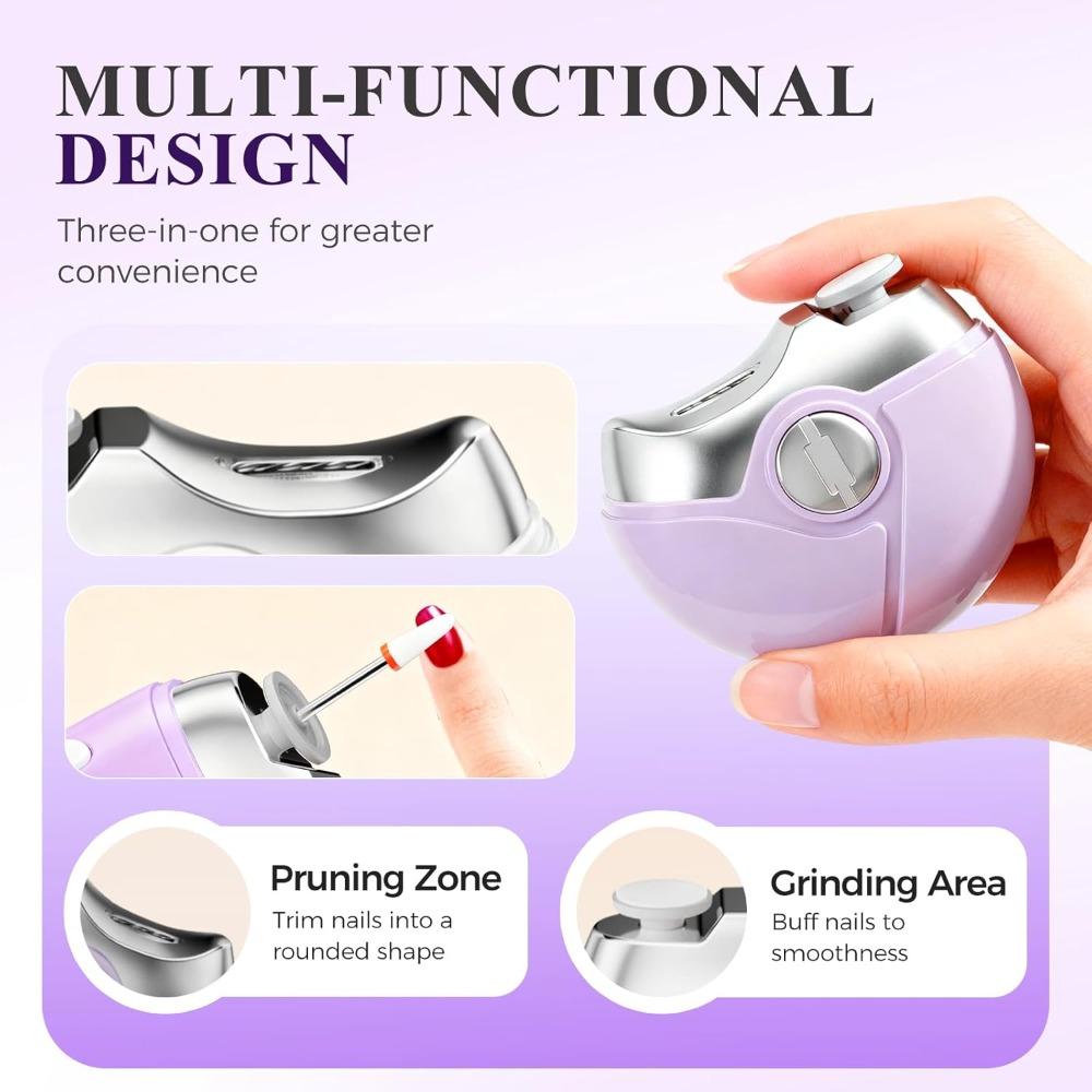 2 Speeds Adjustable Electric Polishing Nail Clippers Dual-Speed Quiet Electric Toenail Clippers Rechargeable One-Hand Operated