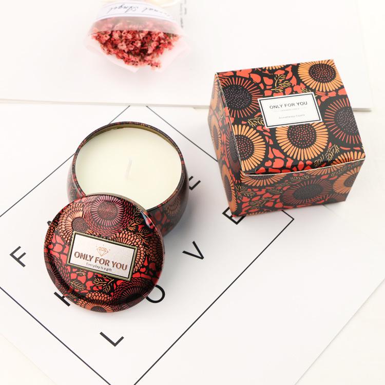 Chiyogami Tinplate Aromatherapy Candle - Soy Wax Gift Cup, European Style
