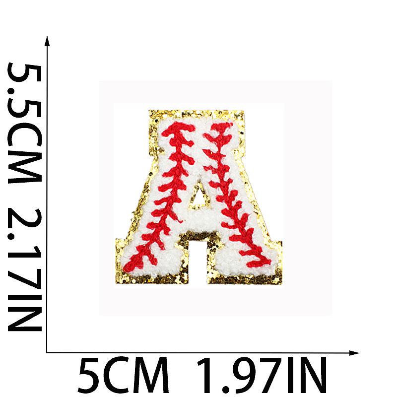 5.5Cm Baseball Pattern English Letter Embroidery Cloth Sticker Ironing Towel Embroidery Letter Patch Sticker Computer Embroidery Chapter Boy