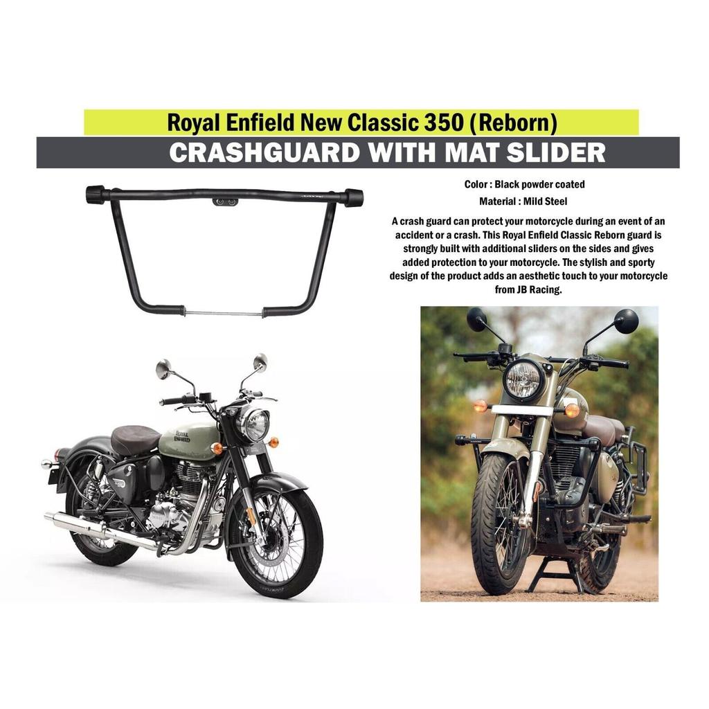 Black "Crash Guard With Matt Slider" Fit For Royal Enfield New Classic 350