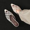 Fashion 2025 Summer Women Genuine Leather Sandals Brand Narrow Slingback Sandals Open Toe Low Heel Shoes Woman Sandalias Slides Women