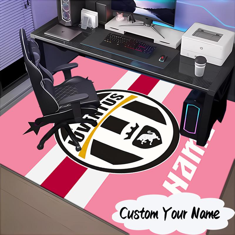 Custom Name Juventus Team Crest Rug for Living Room, Game Rooms, Office, Bedroom, Floor Mat Playful Design, Fan Gifts Christmas Decor