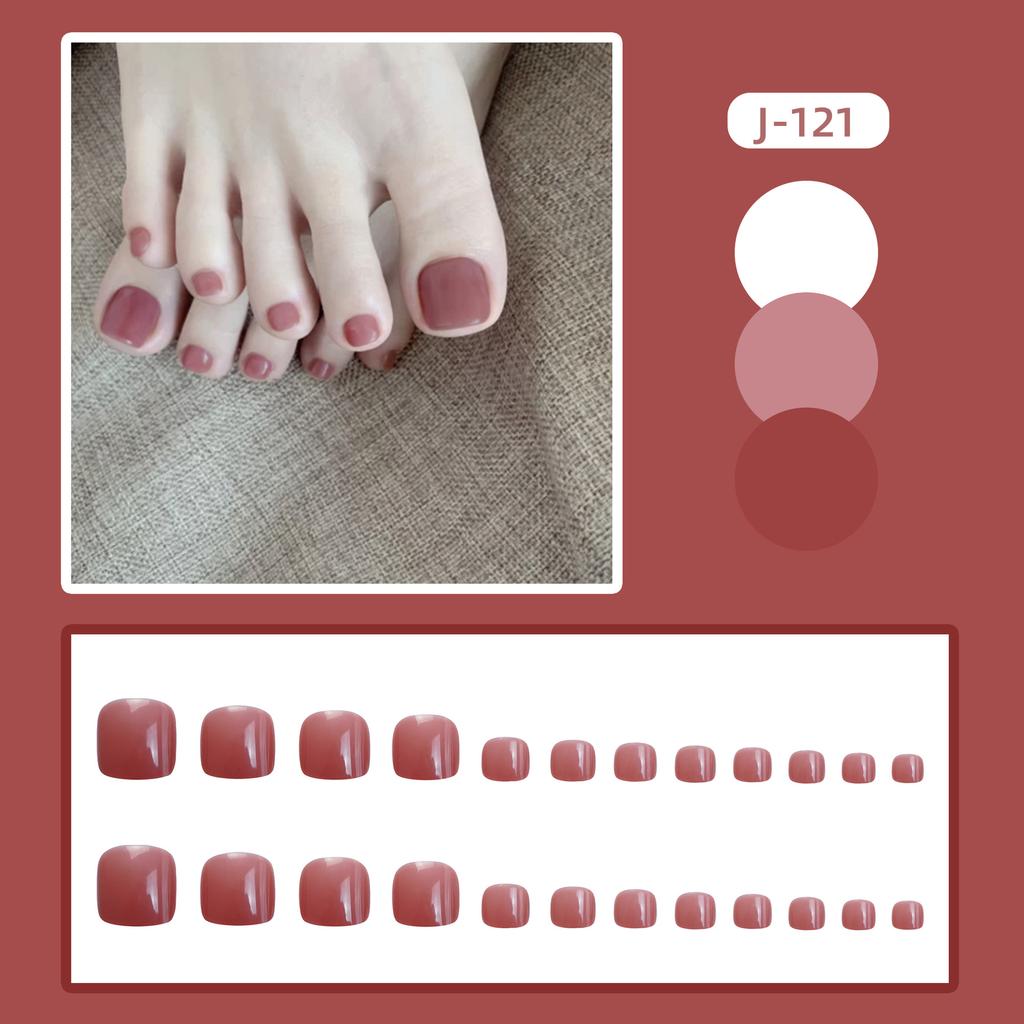 24Pcs Glossy Lake Blue Press On Toenails Full Coverage Artificial Acrylic Fake Toe Nails Removable Wearable Nail Art