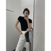 Slim Round Neck Solid Color Clean Short-sleeved T-shirt