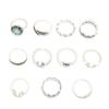 Airplane Moon Hollow Carved Leaves Stars 11-piece Joint Ring Set
