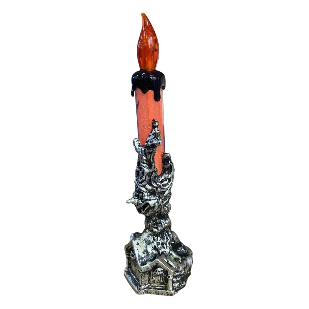 Black Taper Flameless, Candles With Battery, Candlestick Candle Light LED With Holder And 3D Flame