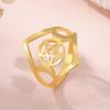 Dawapara Triple Moon Goddess Ring Ancient Greek Mythology Wicca Pentagram Ring Protection Amulet Stainless Steel Jewelry