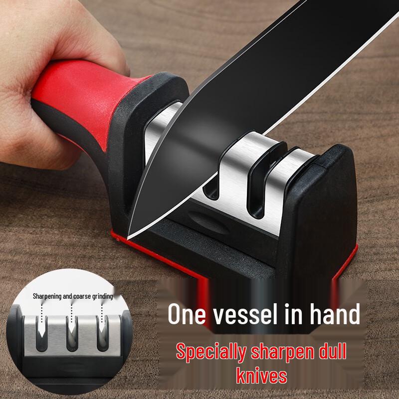 Three-Stage Kitchen Knife Sharpener: Fast, Precise, and Efficient Whetstone for Fine Grinding and Quick Edge Renewal
