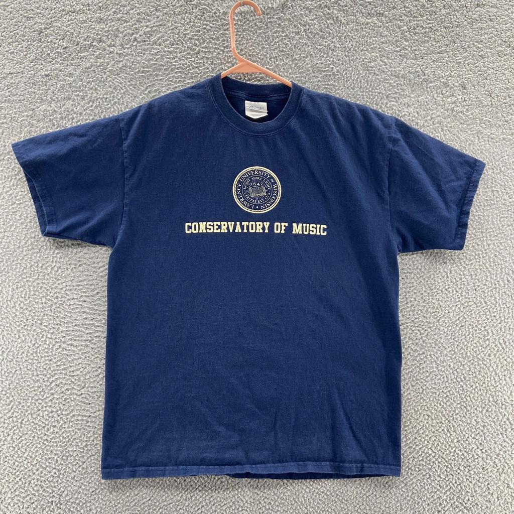 VINTAGE University of Wisconsin T Shirt Men Large Blue Music College Casual 90s