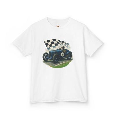 Kinder T-Shirt, Blaues Vintage Rennwagen T-Shirt, Lustige Motorsport Kleidung für Jungen, Rennsport Fans Shirt, Geschenk für Autofans, Kinderkleidung