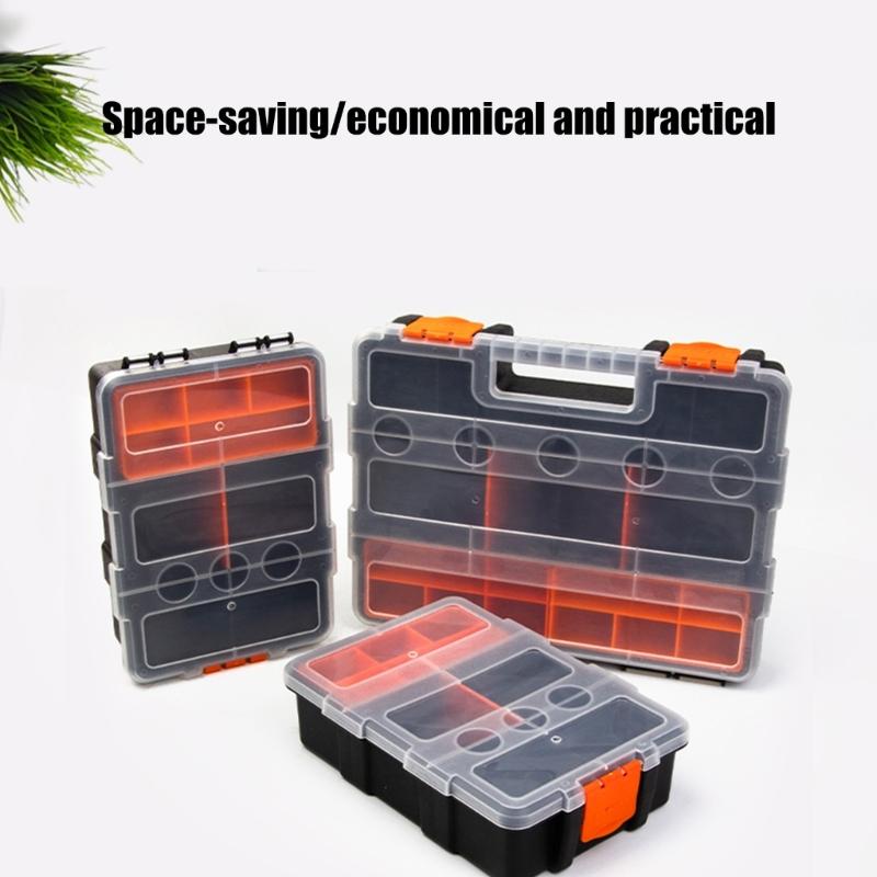 Transparent Plastic Tool Organizer Boxes Adjustable Compartments Secure Latches Ergonomic Handle for Hardware Accessories
